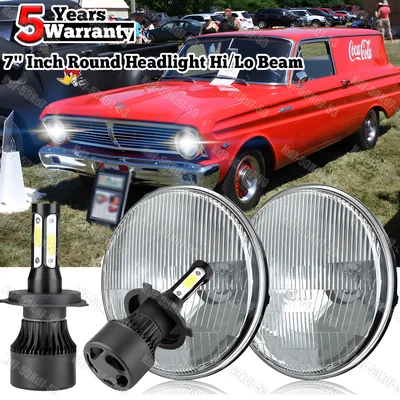 Par de faros LED redondos de 7" para Ford Falcon sedán entrega 1961-1965 Foto 1 de 4