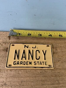 Old School JERSEY Bike License Plate “NANCY ”—SCHWINN Stingray,Mongoose BMX - Picture 1 of 2
