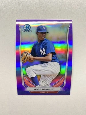 2014 Bowman Chrome Prospect Purple Refractor /150 Jose Ramirez BCP70 Yankees - Image 1 of 2