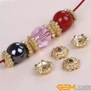 Distanziatore ninfea argento tibetano perline placcate oro reperti artigianali 20 pezzi 8 mm - Foto 1 di 2