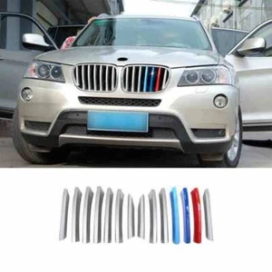 ABS Silver Front Bumper Mesh Grill Grille Strip 14X Fit For BMW X3 F25 2011-2017 - Picture 1 of 4