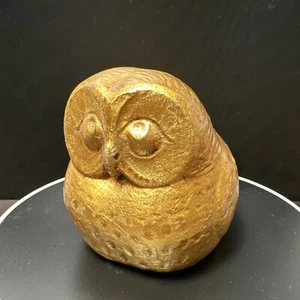 Vintage Mid Century Owl Gold Leaf Gilt Heavy Plaster Pair Mother - Picture 1 of 7