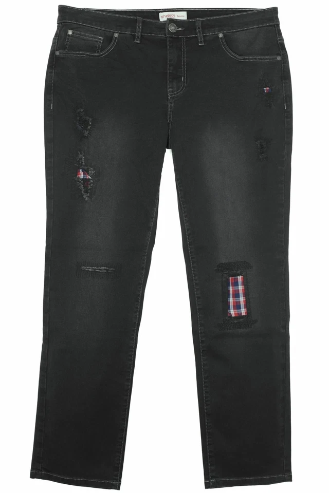 sheego Stretchjeans Die Schmale Slim Fit Damen Used Denim Schwarz Größe 46 54 - Bild 1 von 1
