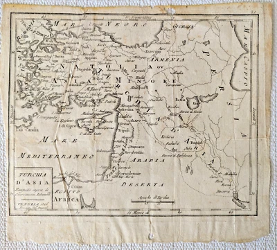 Mapa antiguo de Turquía de 1806 en Asia G. Pasquali Imperio Otomano, Persia, Arabia Foto 1 de 3