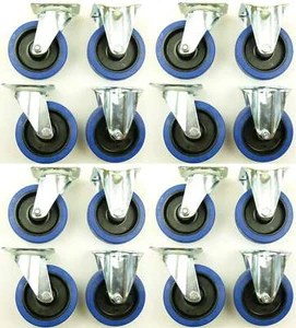 4 Set SL 125 mm Gummi Rollen BLUE WHEELS Transportrollen Lenkrollen & Bockrollen - Bild 1 von 12