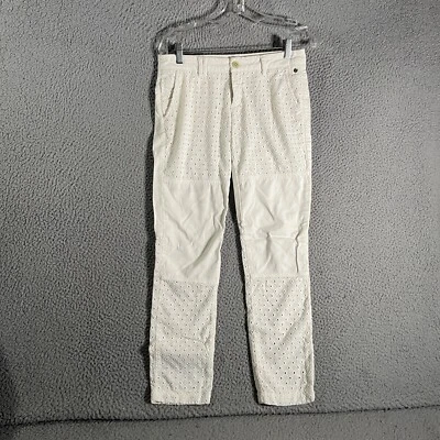 Pantalones Anthropologie Pilcro Mujer 25 Blanco Encaje Frontal Transpirable Elástico 32x29 Foto 1 de 4