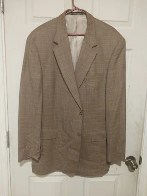 vtg LACROSSE Men’s sz 38R 2 Button Blazer Plaid Wool Lined USA Brown Tan Teal - Imagem 1 de 4