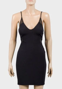 Topshop black dress mesh cut out lace insert panel short strappy ribbed sexy - Picture 1 of 7