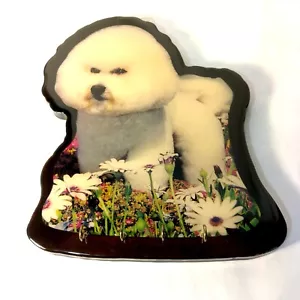 Vintage Bichon Frisé Key Holder Hook Plaque Wall Hanging Decor White Dog Kitschy - Picture 1 of 9