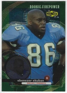 1999 UD IONIX EBENEZER EKUBAN "ROOKIE FIREPOWER" RC #80 DALLAS COWBOYS/TARHEELS - Picture 1 of 2