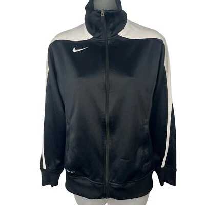 Chaqueta de calentamiento NIKE Dri-Fit cremallera completa negra blanca para mujer talla mediana 533562 Foto 1 de 4