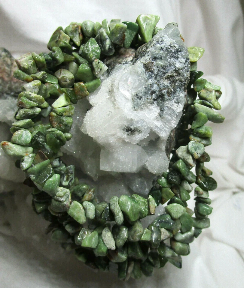 SERPENTIN JADE Endlos-Splitterkette Edelstein-Kette  90cm  - Bild 1 von 1