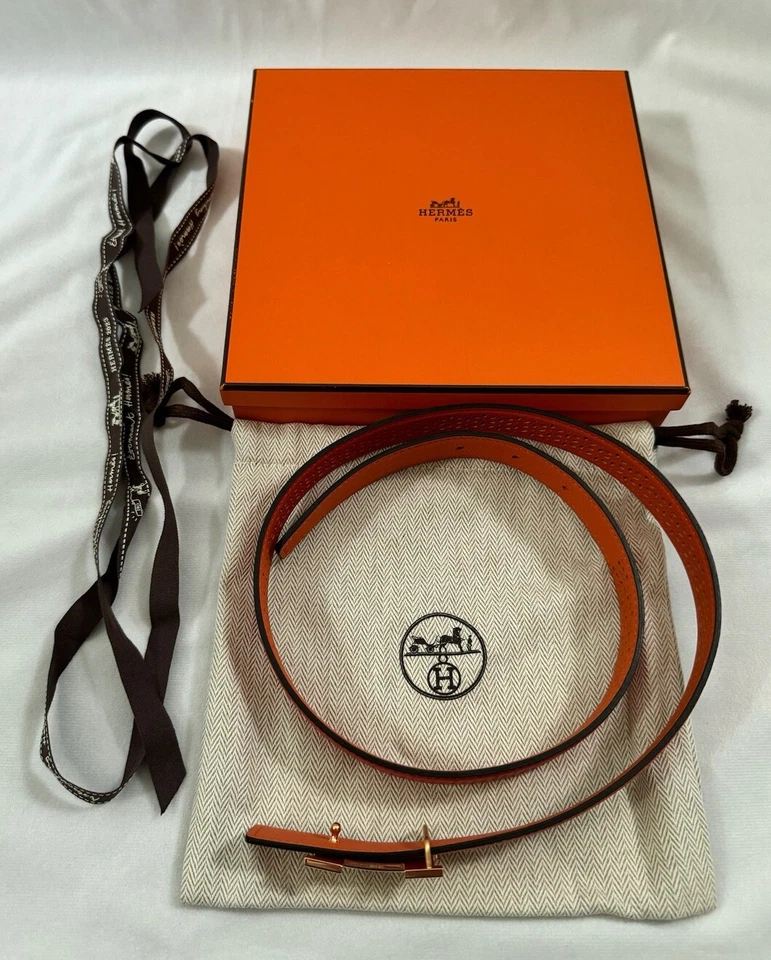 Auténtico Cinturón Hermes Constance Mujer Reversible Naranja/Rosa Jaipur 36cm Foto 1 de 4