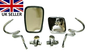 JUEGO DE ESPEJOS RETROVISORES LATERALES Y SOPORTES UNIVERSAL LAMBRETTA & VESPA CROMO ZIG ZAG - Imagen 1 de 2