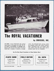 1958 BOAT AD ~ ROYAL VACATIONER by CRUISERS, INC. ~ FREEPORT, E. ROCKAWAY, N.Y. - Picture 1 of 1