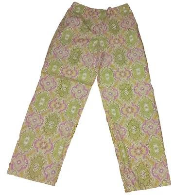 TALBOTS MUJER ELÁSTICO ROSA VERDE ESTAMPADO PAISLEY TALLA 8 Foto 1 de 3