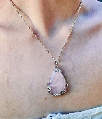 Collar colgante lágrima cuarzo rosa  Foto 1 de 4