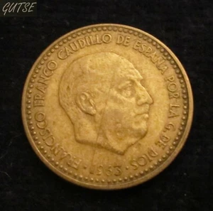 *GUTSE* FRANCO-744, 1 PESETA 1963*19-65, ERROR (7a), PESO MAYOR. - Imagen 1 de 2
