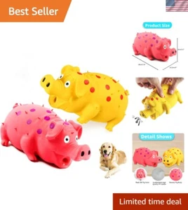 2-Pack Squeaky Pig Toys Natural Rubber Durable Chew Interactive Fun for Dogs - Picture 1 of 8