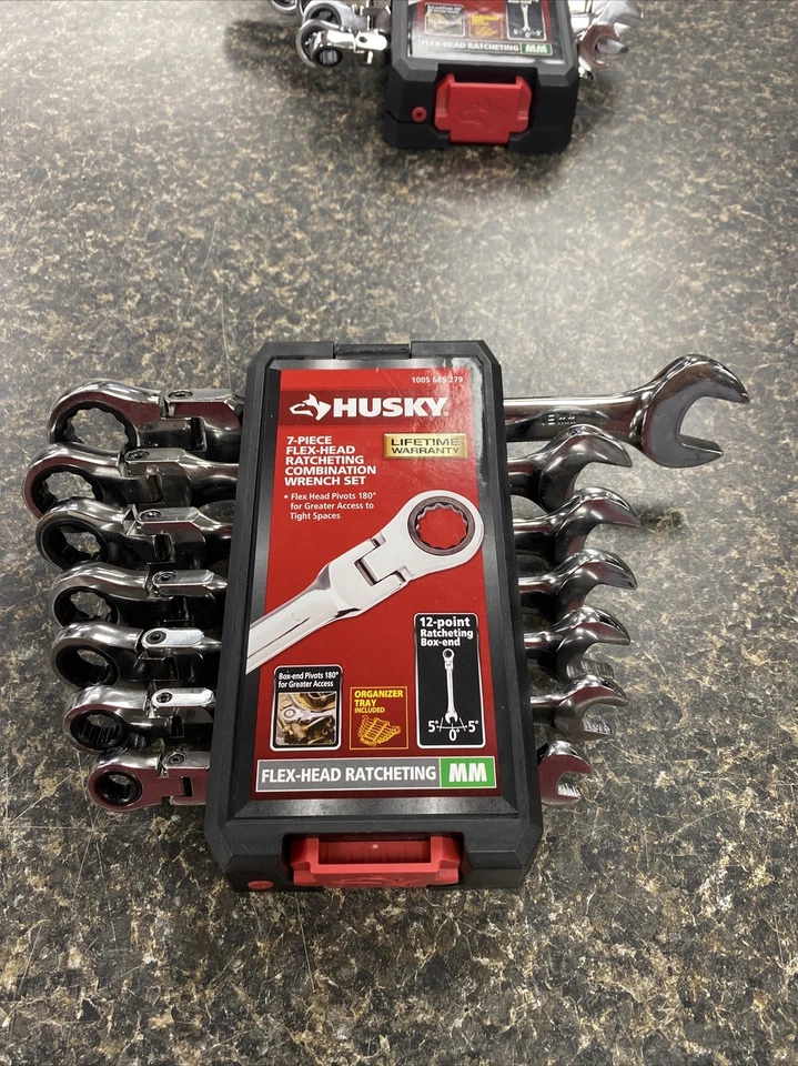 Husky 7 Piece Flex-head Ratcheting Combination Wrench Set Hfrw7pcsae
