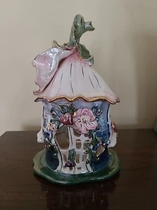 2001 Blue Sky Fairy Blossom Pink Birdhouse Tealight Heather Goldminc - Picture 1 of 4
