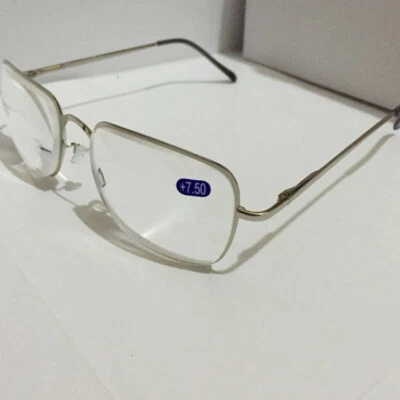 Reading Glasses +6.50 +7.00 +7.50 +8.00 Optical Lens Strength Black Metal Frame