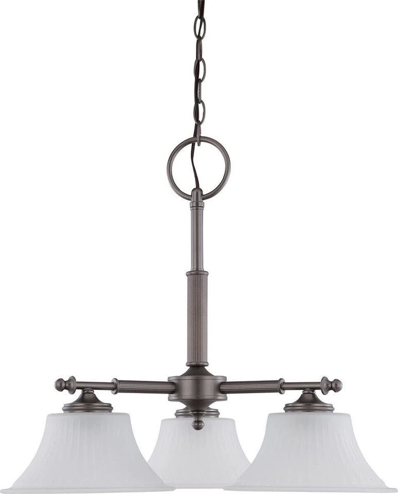 Nuvo Teller 3 Light Aged Pewter And Frosted Etched Glass Chandelier $300 - Изображение 1 из 1