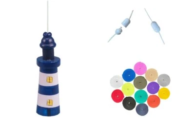 LOWGY Nautical Navy & White Wooden Lighthouse Light Pull Handle - Tracked Post!