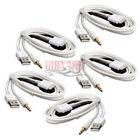 5X 4FT USB 3.5MM AUX AUDIO SYNC CHARGER WHITE CABLE IPHONE 4S 4 3GS 3G IPOD IPAD