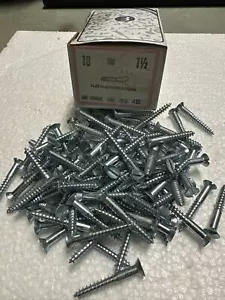 (Box mit 100) #10 x 1-1/2 Zoll Schlitz Flachkopf Holzschrauben Zink verchromt - Bild 1 von 4