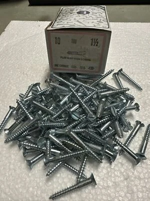MAJESTIC (Box of 100) #10 X 1-1/2" Slotted Flat Head Wood Screws Zinc Chromate Plated