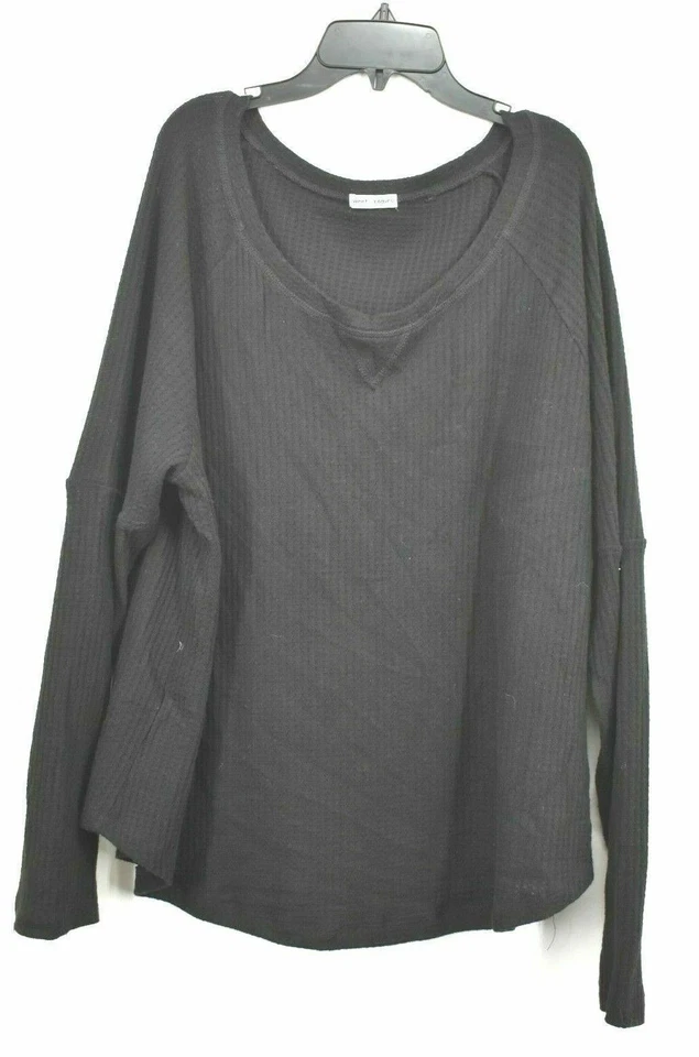 Sweet Romeo Womens Cozy Thermal Pullover Top Crew Neck Long Sleeve Shirttail - Image 1 of 1