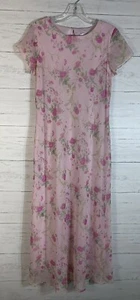 Vintage JBS Ltd Y2K pink chiffon overlay floral dress size 6 - Picture 1 of 8