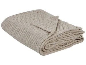 Tagesdecke Baumwolle Beige Taupe 200x220 cm strukturiert Waffelmuster Chagyl - Bild 1 von 5