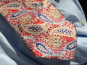 VINTAGE BRIONI SILK TIE WITH SHARP IRIDESCENCE PASTEL PAISLEY AND DOTS LONG - Picture 1 of 6