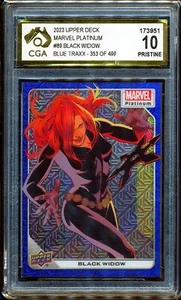 2023 Upper Deck Marvel Platinum Blue Traxx #89 Black Widow 353/499 CGA 10 - Picture 1 of 3