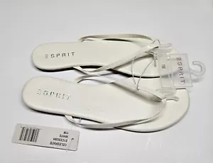 Esprit Mujer Tanga Chanclas Sandalias Planas Beige Claro Imitación Cuero Nuevo talla 11 - Imagen 1 de 4