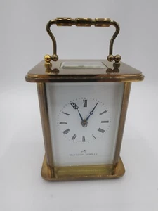 VINTAGE SWISS MADE MATTHEW NORMAN 11JEWELS HAND WIND LUXURY TABLE CARRIAGE CLOCK - Picture 1 of 11