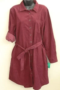 Lands' End • Women's Corduroy Button Front Dress Long Sleeve • Cotton • Red • XL - Picture 1 of 7