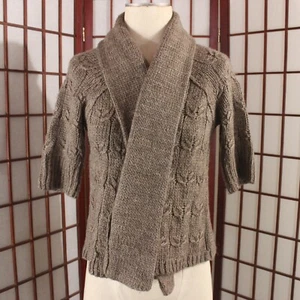 Ann Taylor LOFT Pullover Gr. Medium braun Alpaka Wollmischung Strick vorne offen - Bild 1 von 6