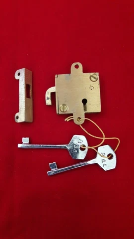 Unused Shutter Cabin Drawer Small Box Cabinet Door Lock & Key Antique - Vintage Cover