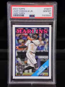 Tarjeta de béisbol 2023 Topps 1988 Jazz Chisholm Jr #T88-77 | PSA 10 gema como nueva Pop 1 - Imagen 1 de 7