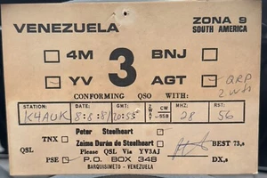 1981 QSL: YV3AGT, Ham Radio Barquisimeto, South America Barquisimeto, Venezuela - Picture 1 of 2