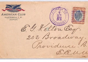 GUATEMALA Cover *AMERICAN CLUB* Eagle Vignette 1908 Rhode Island USA YS327 - Picture 1 of 12