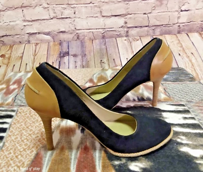 Nuevos tacones Kenneth Cole Reaction para mujer negros de gamuza/cuero coñac talla 10M Foto 1 de 4