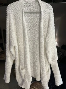 Knubby White Textured Open Long Sleeve Jacket - Picture 1 of 8