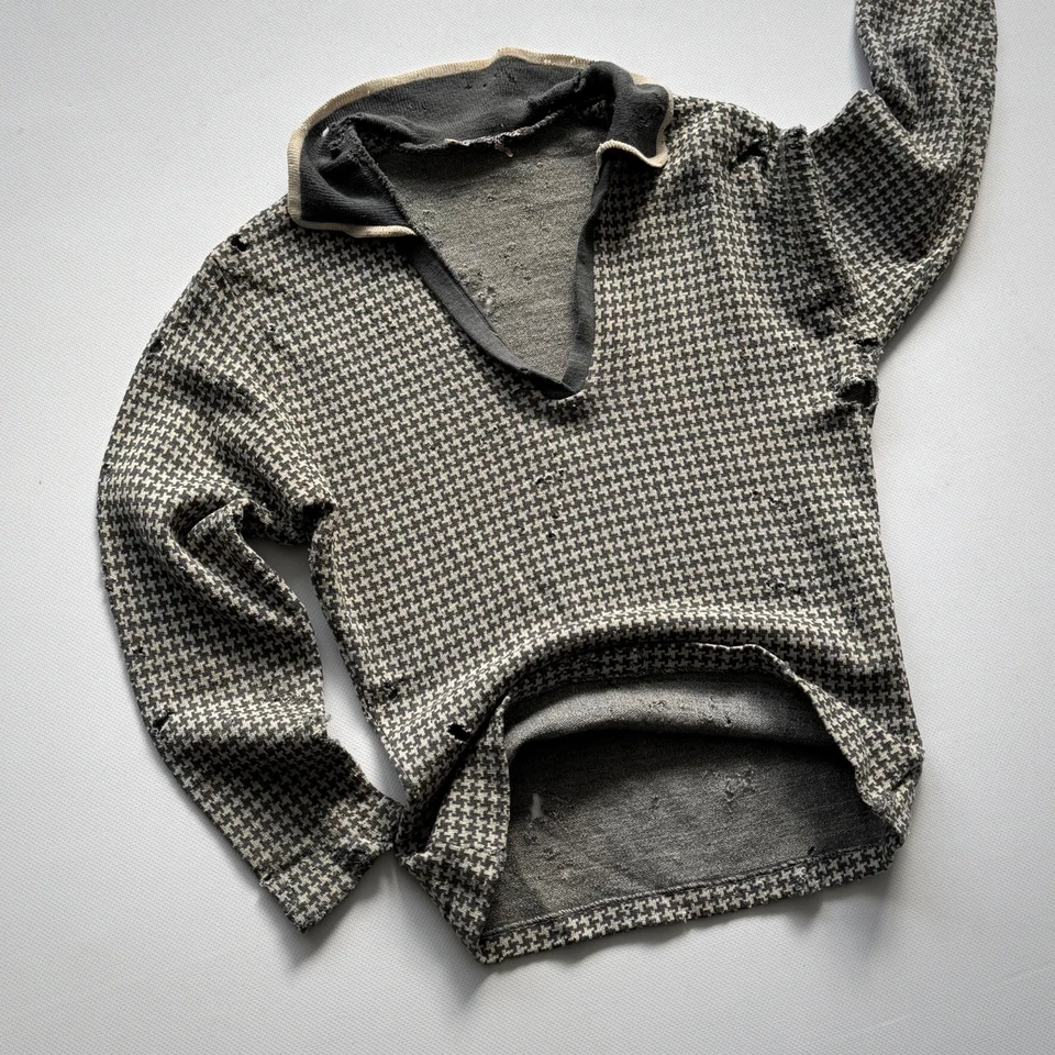 Suéter de Lana Envejecida Antiguo Alemán 'Pied-De-Poule' De Colección Años 30 Foto 1 de 4