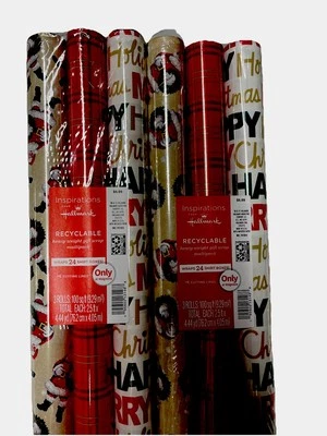Hallmark INSPIRATIONS Wrapping Paper Easy Cutlines 3 Rolls 100 SQ FT LOT OF 2 - Image 1 of 2