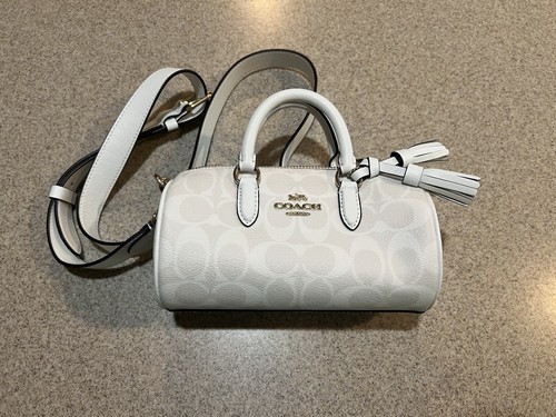 Borsa a tracolla Coach Ck689 in pizzo nuova con etichette in tela firmata oro