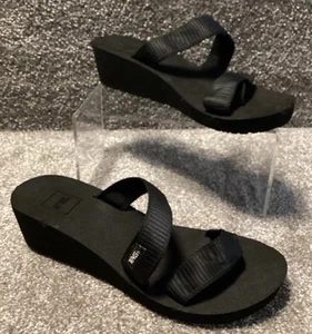 Neu Teva Mush Mandalyn schwarze Damen-Sandalen mit Keilabsatz Größe UK 5 - Bild 1 von 7